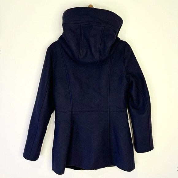 Mackage Zandra Navy Blue Wool & Cashmere Hooded Duffel Coat - Picture 2 of 9